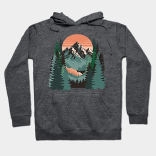 Mountains & Pines Retro Nature Hoodie